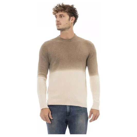 Alpha Studio Beige Alpaca Men Sweater Alpha Studio