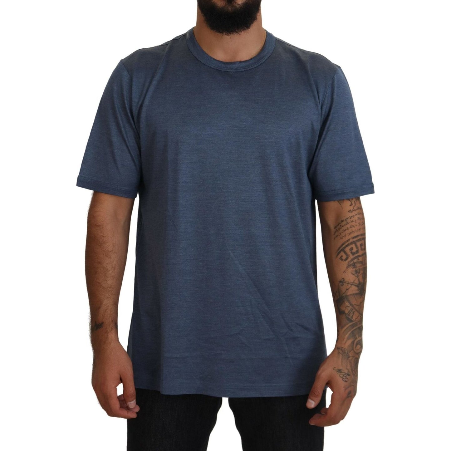 Dolce & Gabbana Silken Blue Crewneck Tee – A Touch of Elegance Dolce & Gabbana