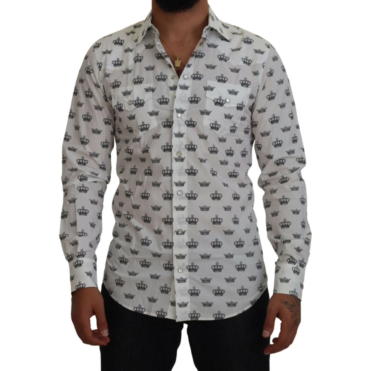 Dolce & Gabbana Slim Fit Crown Print Dress Shirt Dolce & Gabbana