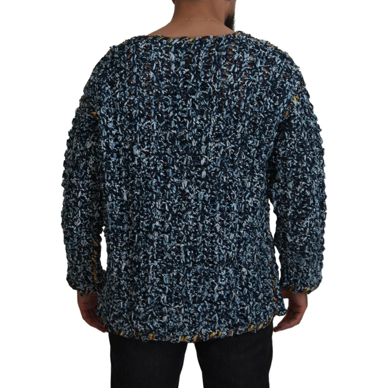 Dolce & Gabbana Blue Button Cardigan Fatto A Mano Sweater