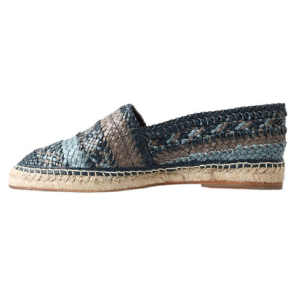 Dolce & Gabbana Blue Gray Leather Buffalo Espadrille Shoes