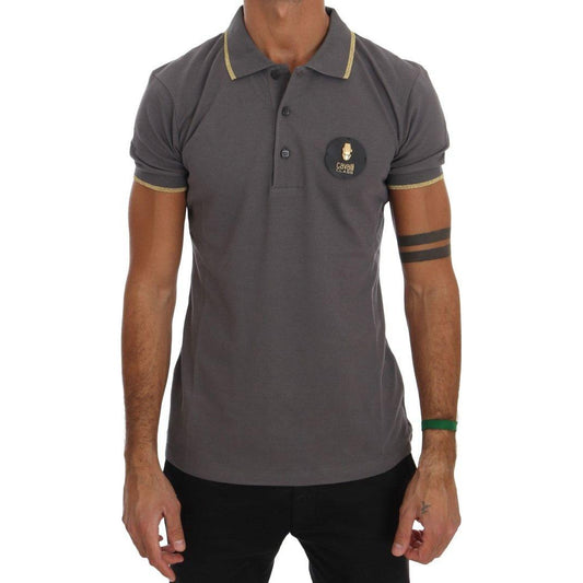 Roberto Cavalli Elegant Grey Cotton Polo Shirt Roberto Cavalli