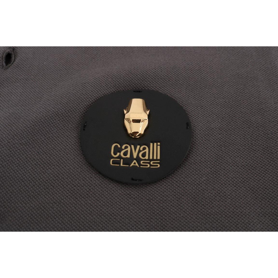 Roberto Cavalli Elegant Grey Cotton Polo Shirt Roberto Cavalli