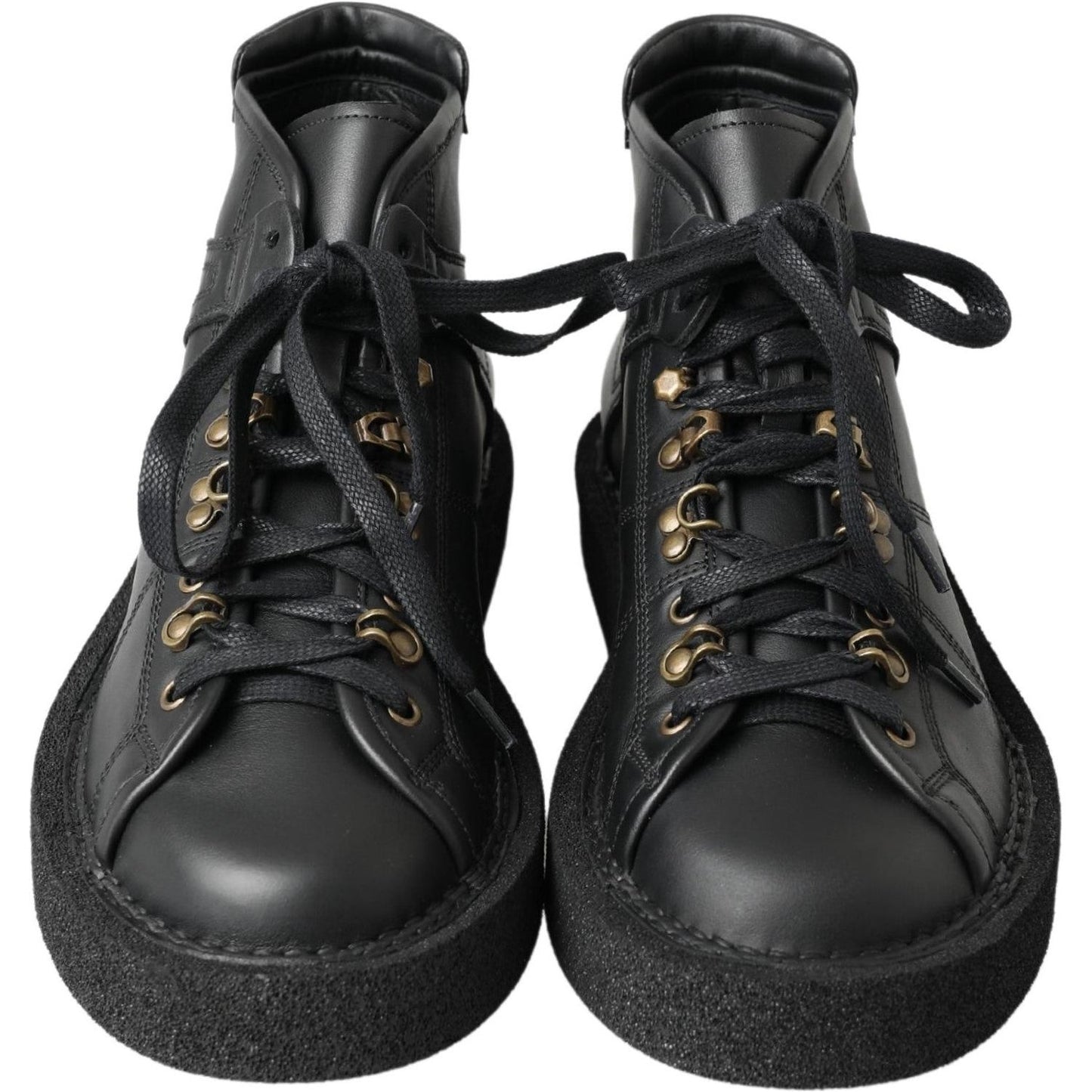 Dolce & Gabbana Black Leather Slip on Stretch Boots