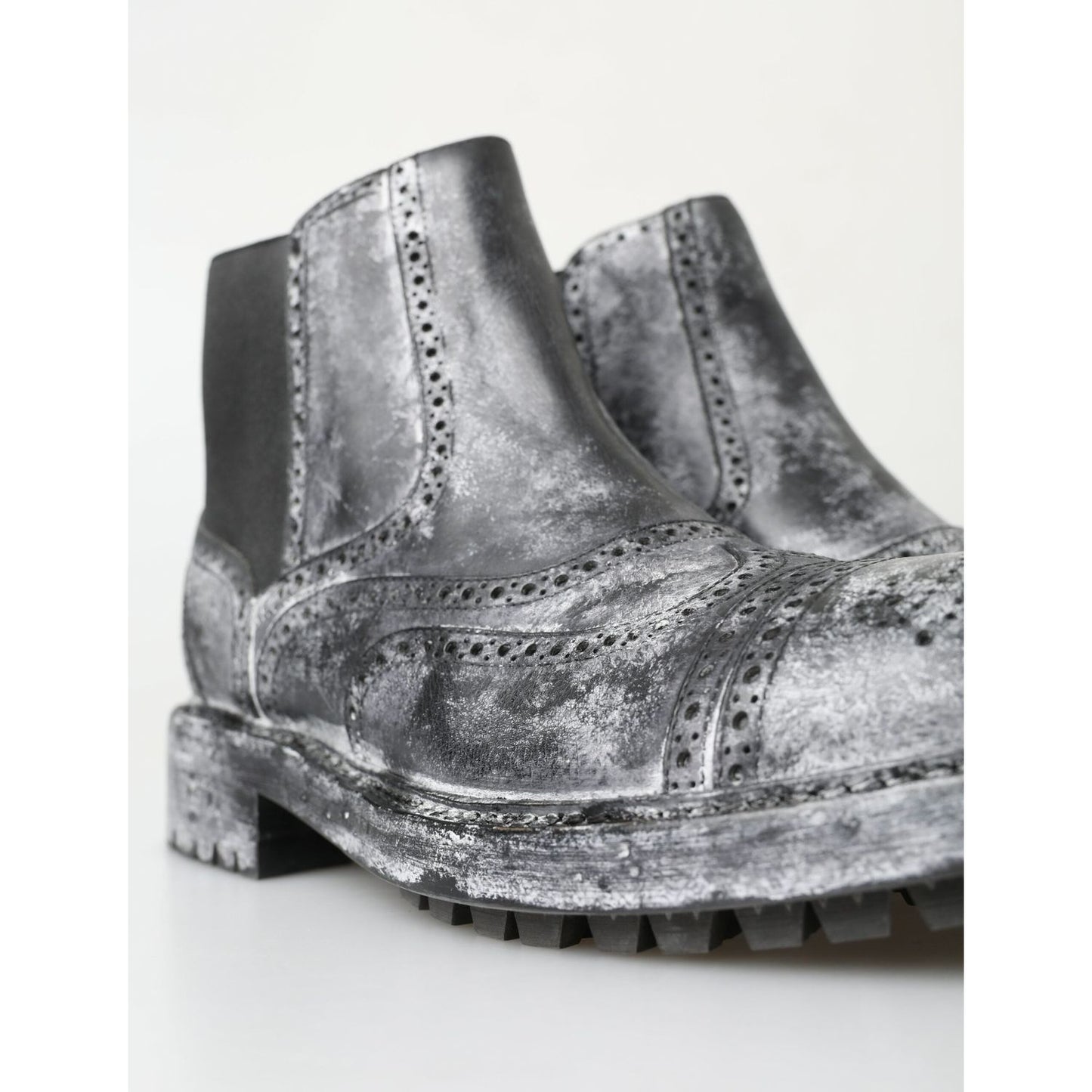 Dolce & Gabbana Elegant Black Faded Chelsea Ankle Boots Dolce & Gabbana