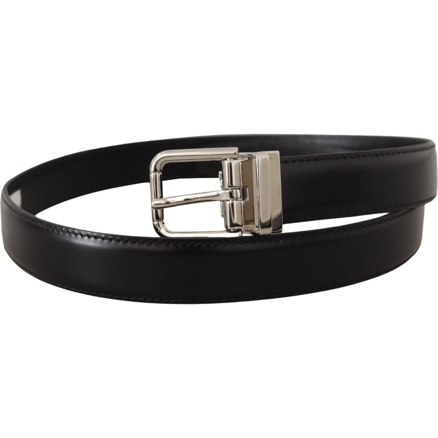 Dolce & Gabbana Sleek Black Leather Belt with Metal Buckle Dolce & Gabbana