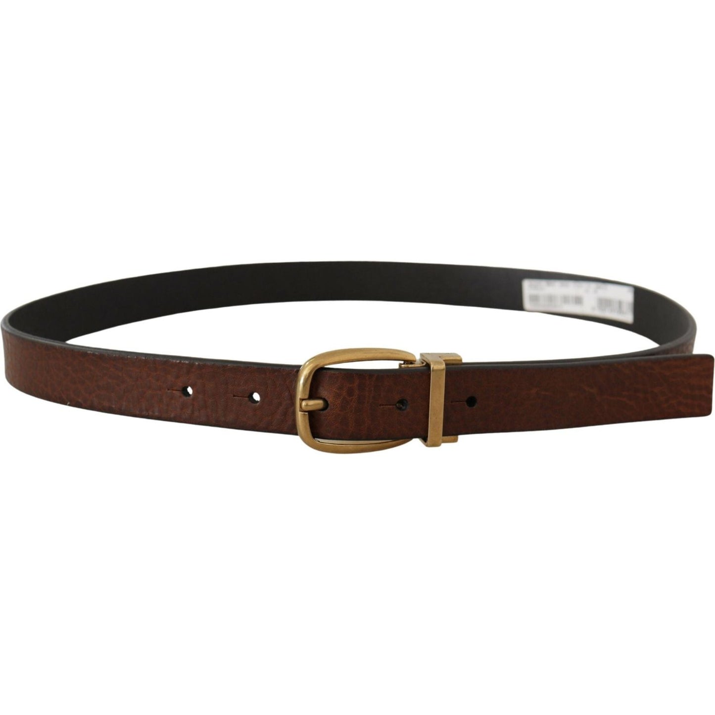 Dolce & Gabbana Elegant Brown Leather Belt with Logo Buckle Dolce & Gabbana