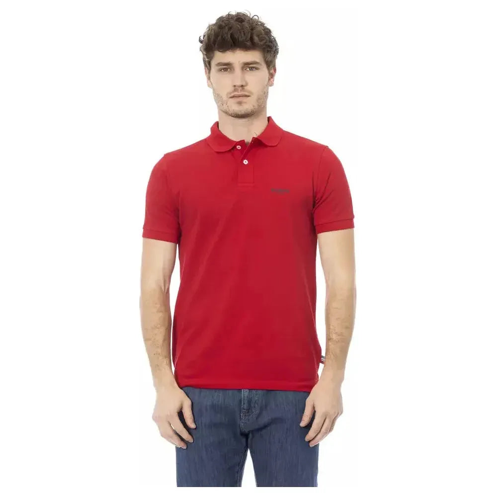 Baldinini Trend Red Cotton Men Polo Baldinini Trend