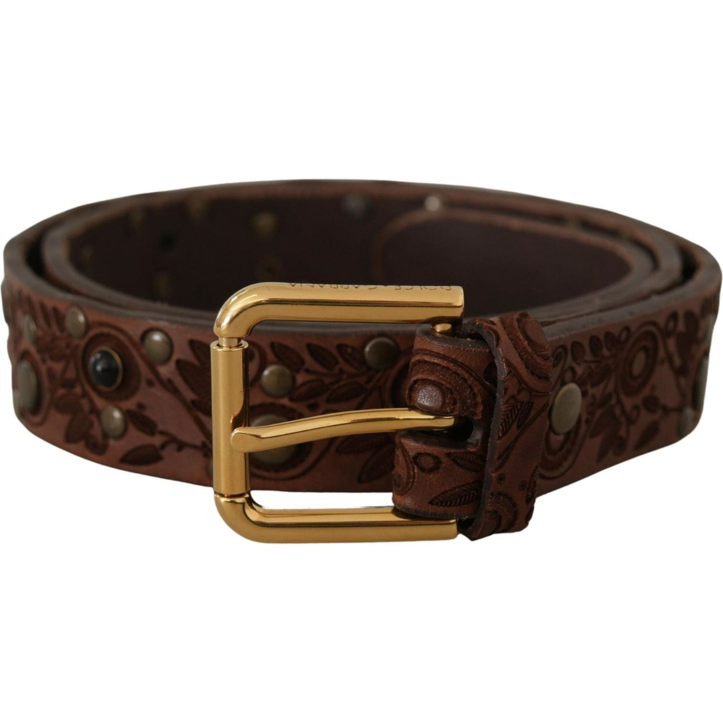 Dolce & Gabbana Elegant Leather Belt with Engraved Buckle Dolce & Gabbana