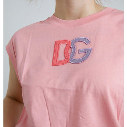 Dolce & Gabbana Elegant Pink Cotton Crew Neck Tank Top Dolce & Gabbana