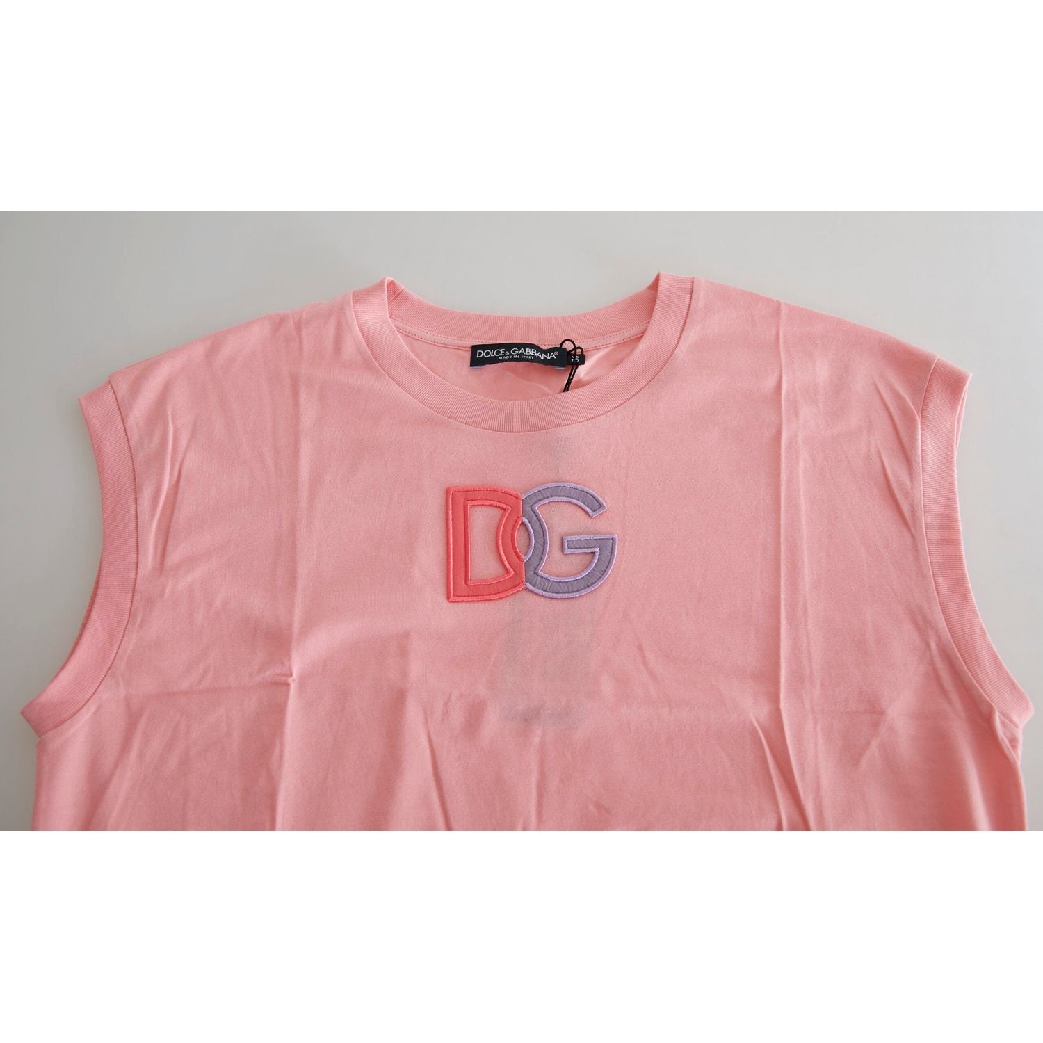 Dolce & Gabbana Elegant Pink Cotton Crew Neck Tank Top