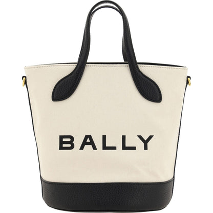 Bally White and Black Leather Bucket Bag
