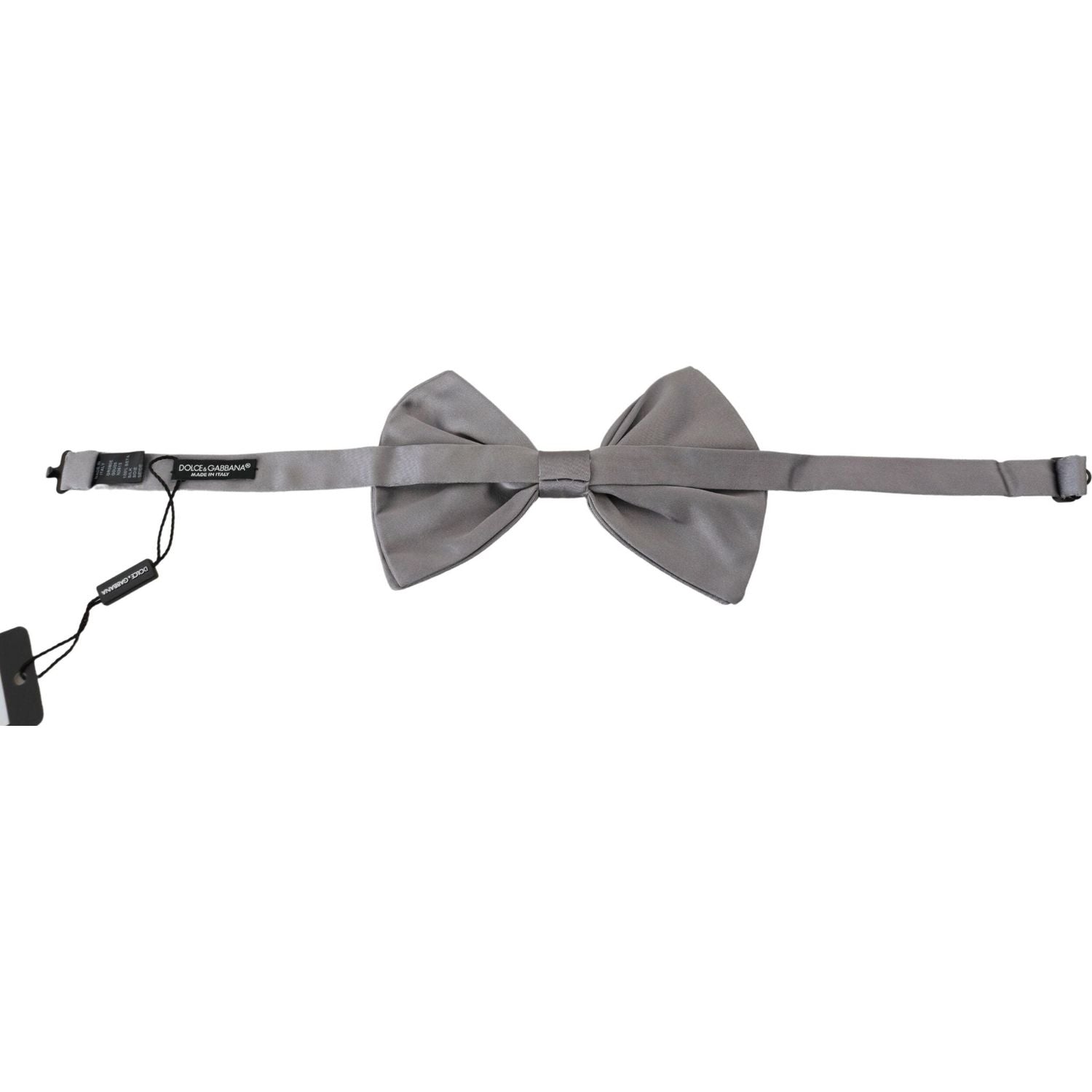 Dolce & Gabbana Bow Tie Men Silver Gray Silk Adjustable Neck Papillon