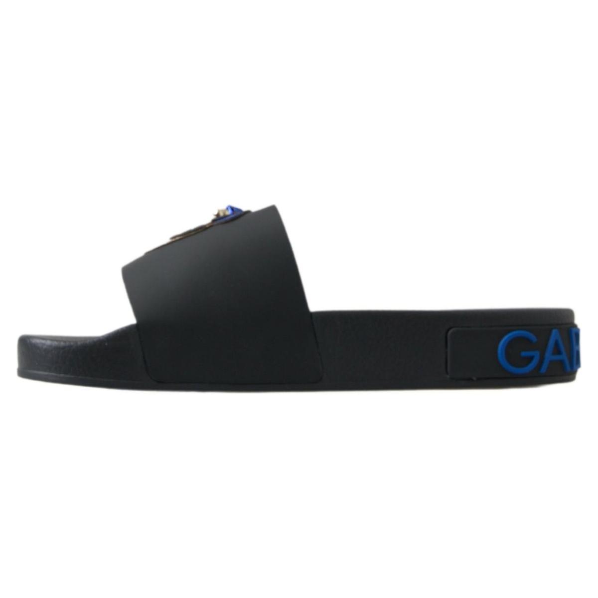 Dolce & Gabbana Elegant Black Leather Slide Sandals Dolce & Gabbana