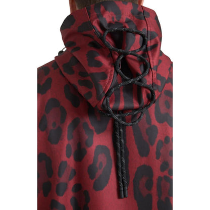 Dolce & Gabbana Red Leopard Hooded Rain Coat Jacket