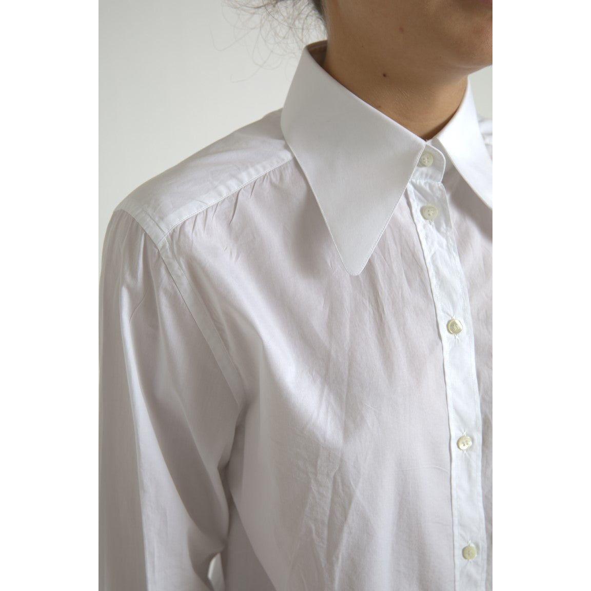 Dolce & Gabbana Elegant White Cotton Collared Top Dolce & Gabbana