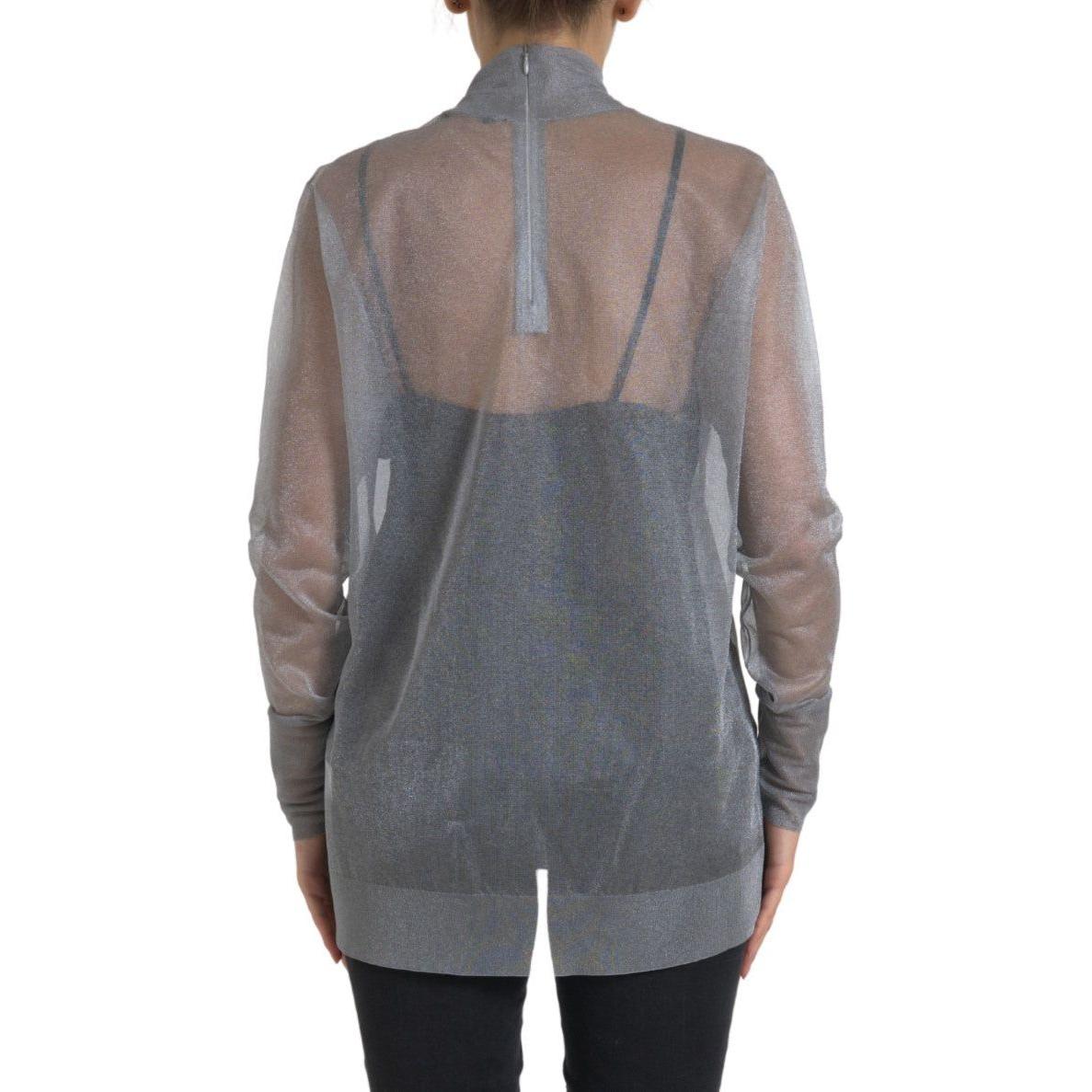 Dolce & Gabbana Elegant Gray Long Sleeve Mesh Top Dolce & Gabbana