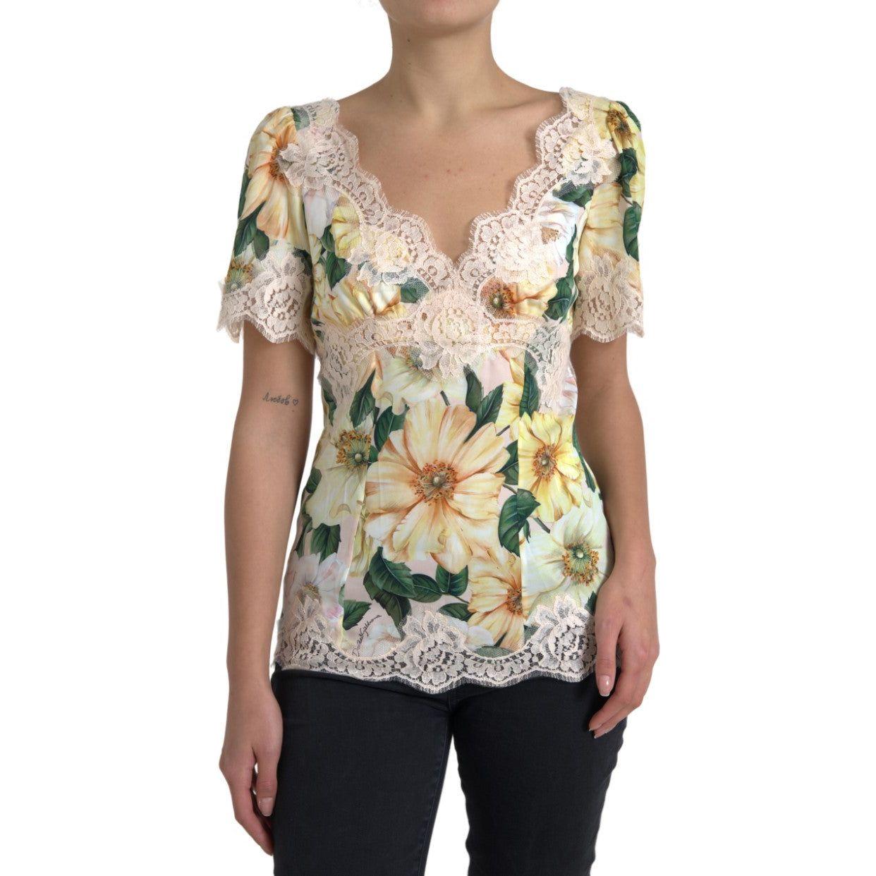 Dolce & Gabbana Elegant Floral Print Silk Blouse Dolce & Gabbana