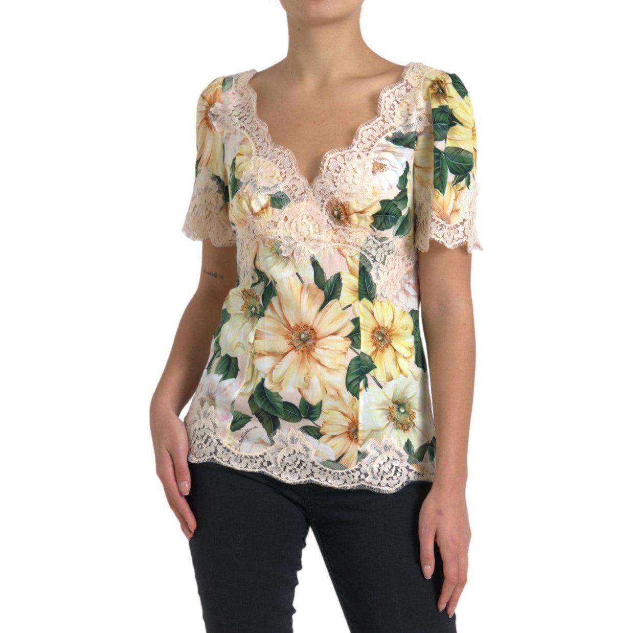 Dolce & Gabbana Elegant Floral Print Silk Blouse Dolce & Gabbana