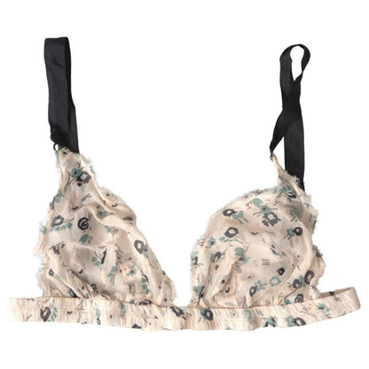 Costume National Beige Floral Underwear Bikini Bra