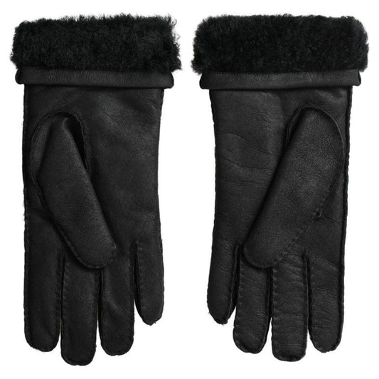 Dolce & Gabbana Elegant Black Leather Winter Gloves Dolce & Gabbana