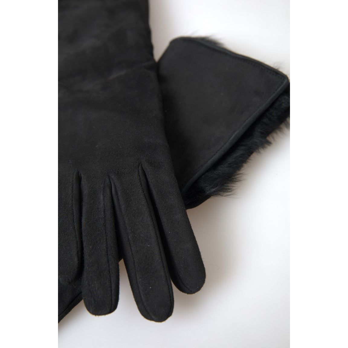 Dolce & Gabbana Elegant Leather Elbow Length Gloves with Fur Trim Dolce & Gabbana