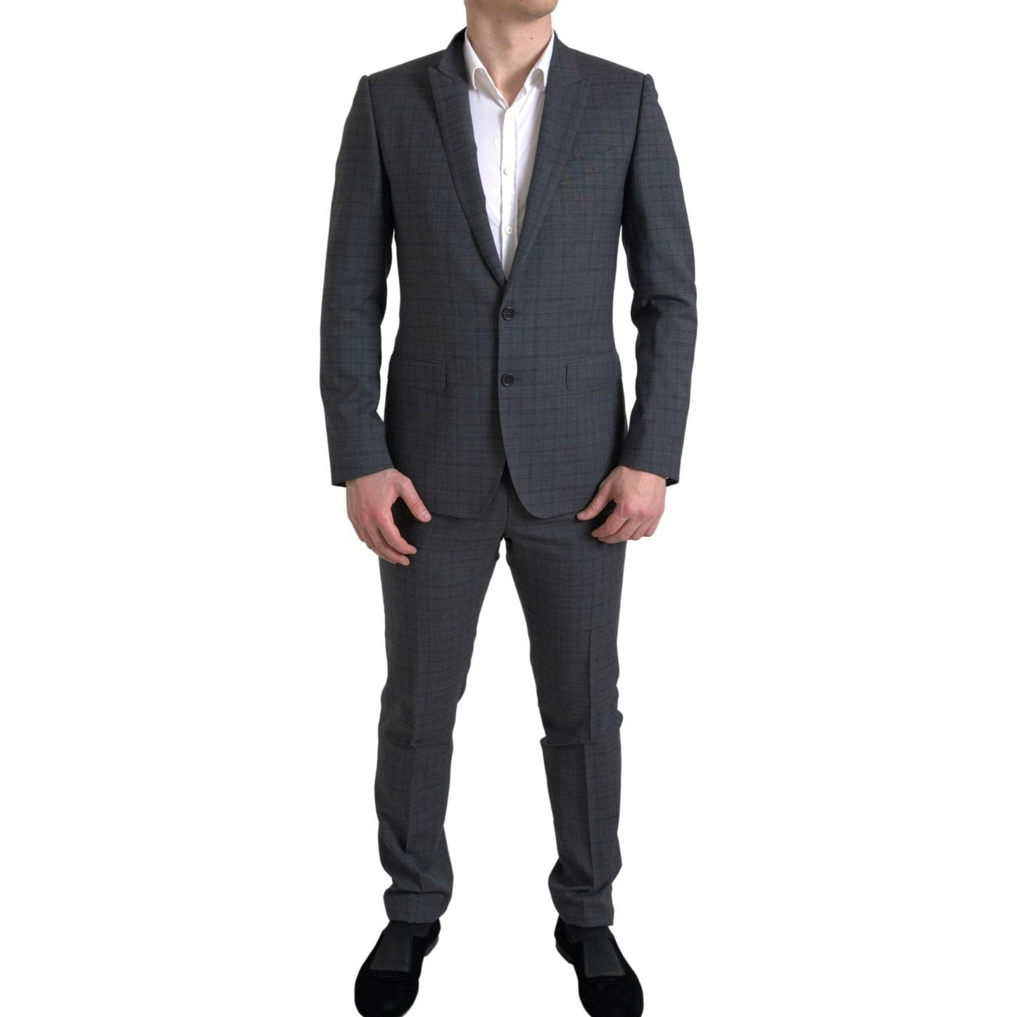 Dolce & Gabbana Elegant Grey Checkered Slim Fit Suit Dolce & Gabbana