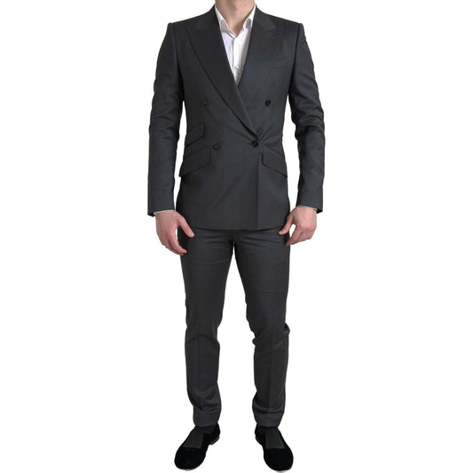 Dolce & Gabbana Sleek Grey Slim Fit Double Breasted Suit Dolce & Gabbana