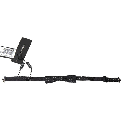 Dolce & Gabbana Black Polka Dot Silk Adjustable Men Neck Papillon Bow Tie