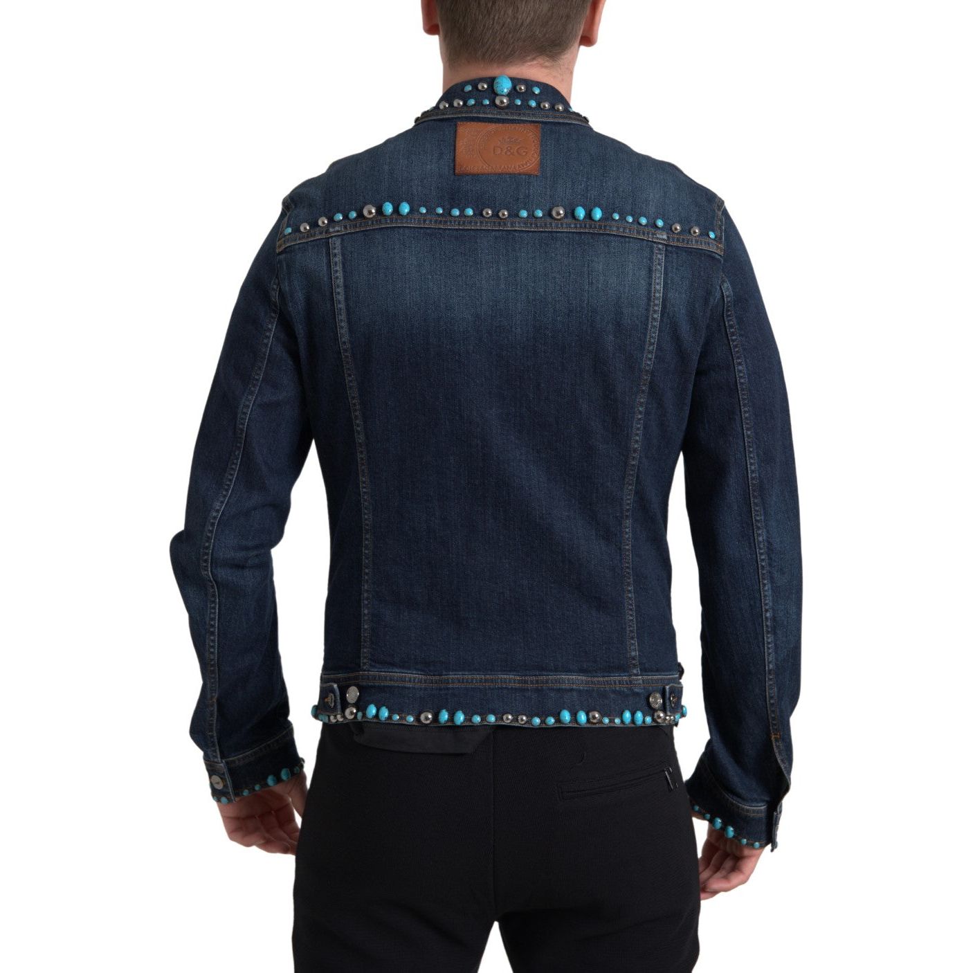 Dolce & Gabbana Embellished Turquoise Denim Jacket Dolce & Gabbana