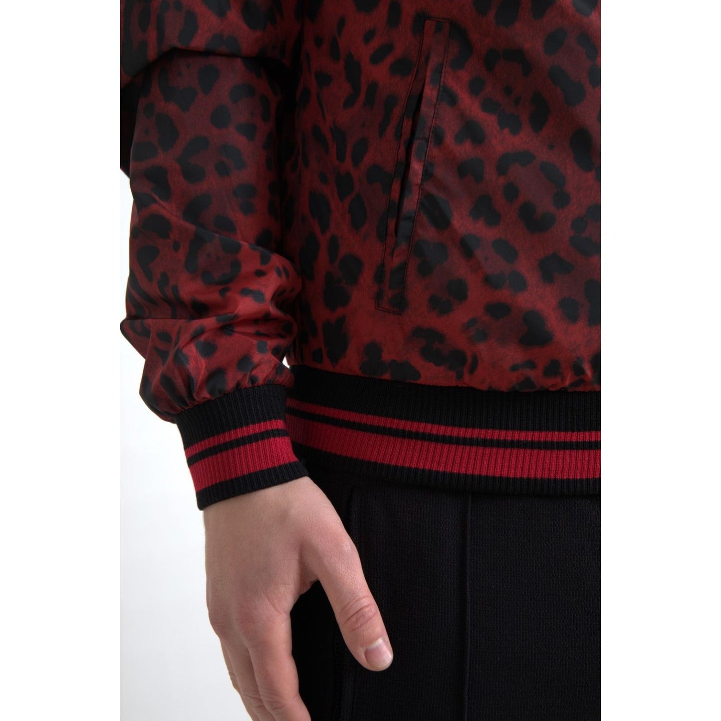 Dolce & Gabbana Red Leopard Print Bomber Jacket Dolce & Gabbana