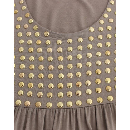 Roccobarocco Khaki studded sheath dress