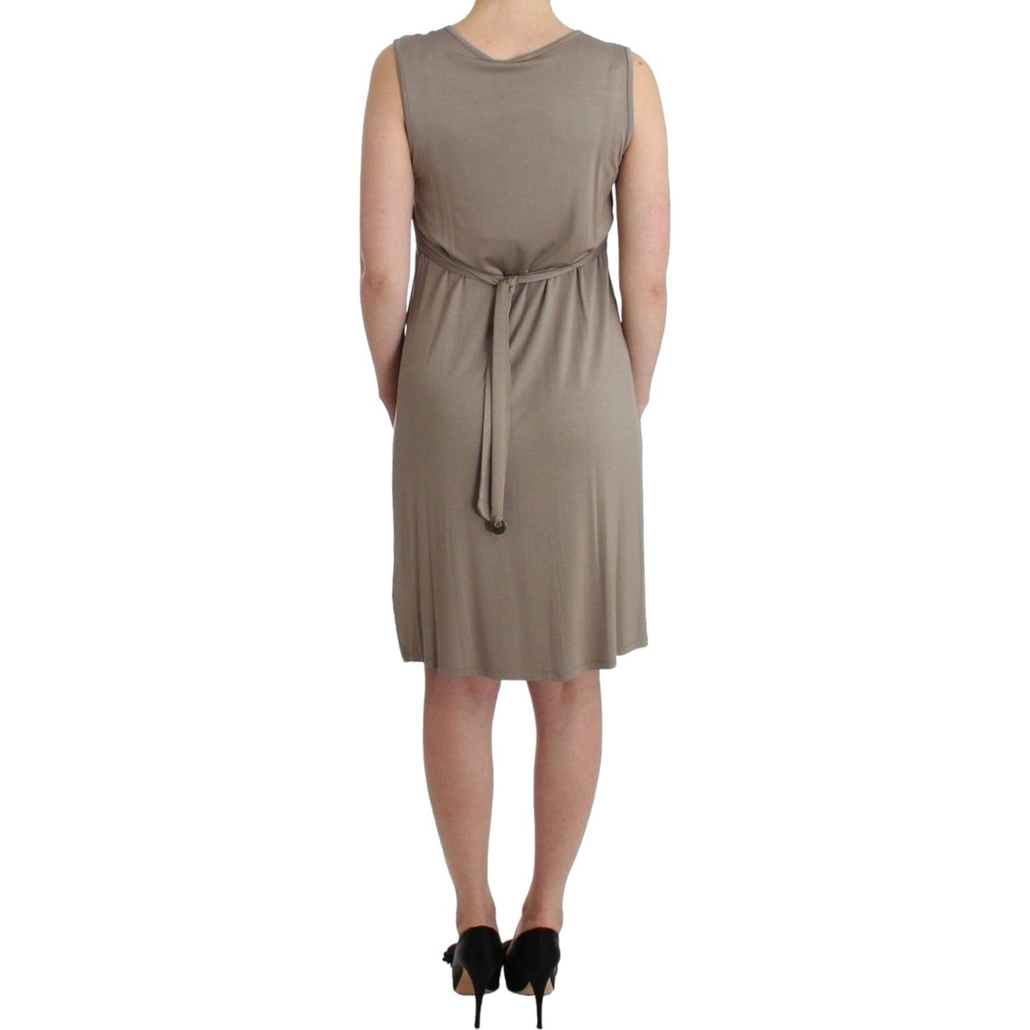 Roccobarocco Studded Sheath Knee-Length Dress in Beige Roccobarocco