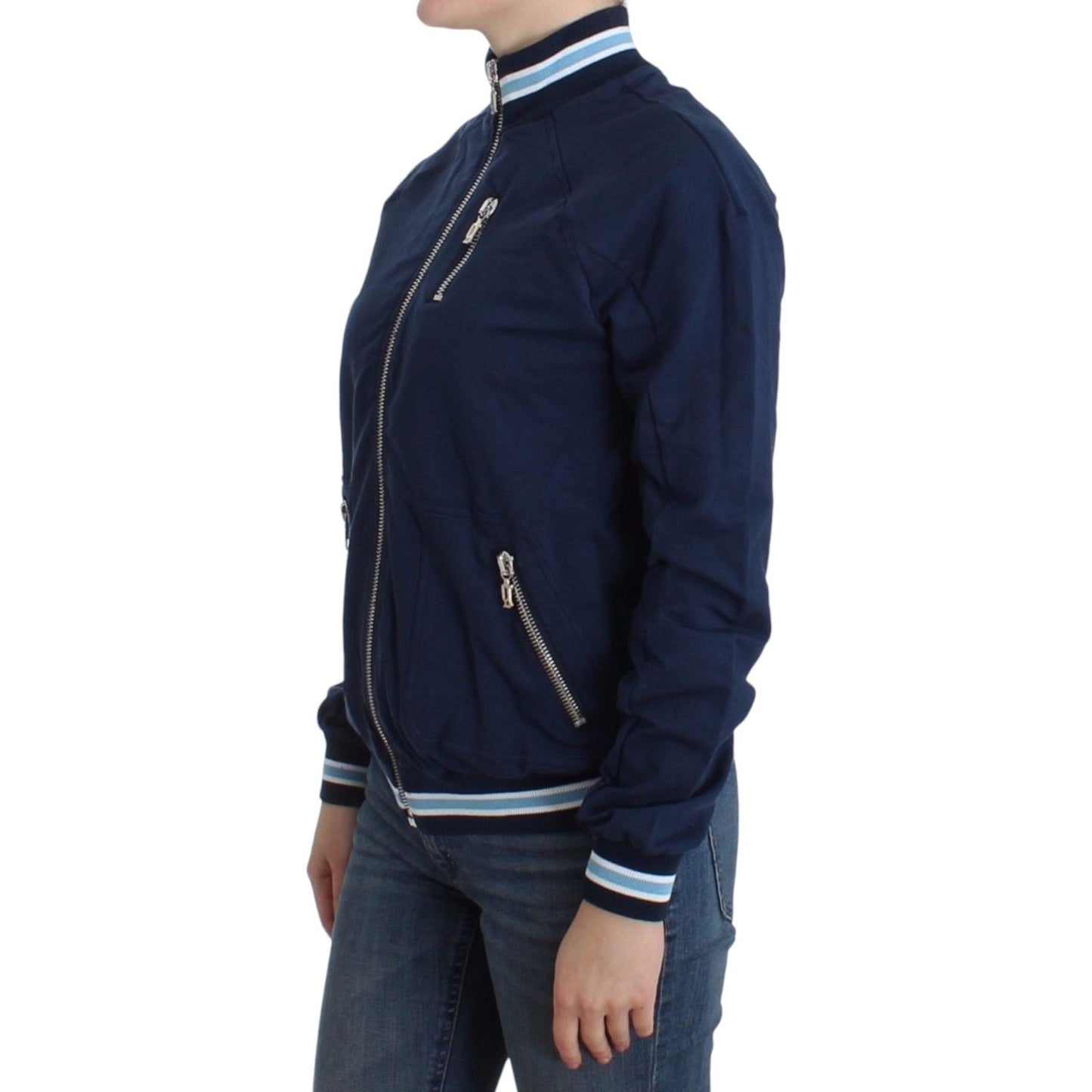 John Galliano Blue zip cotton cardigan