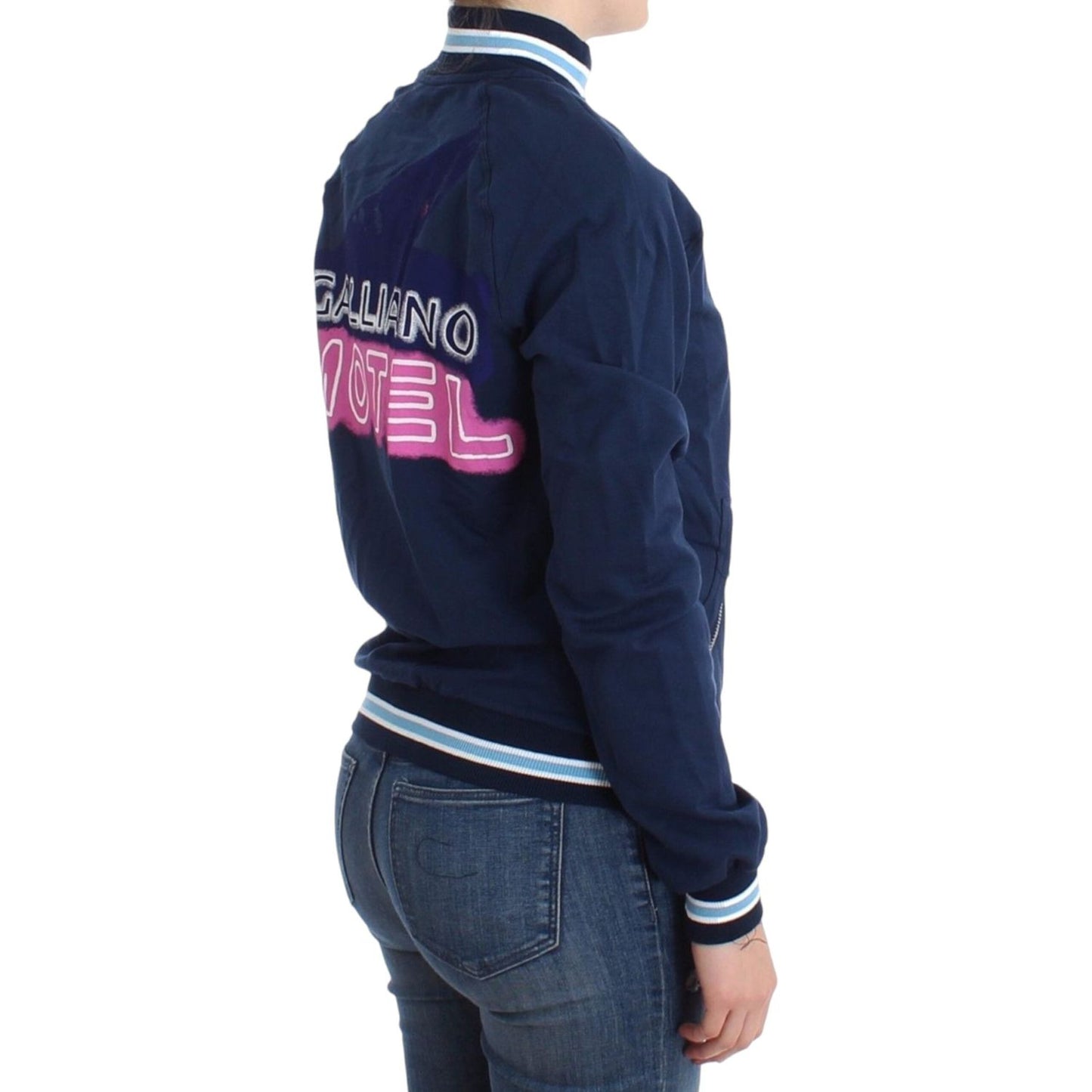 John Galliano Chic Blue Zip Cardigan with Logo Detail John Galliano