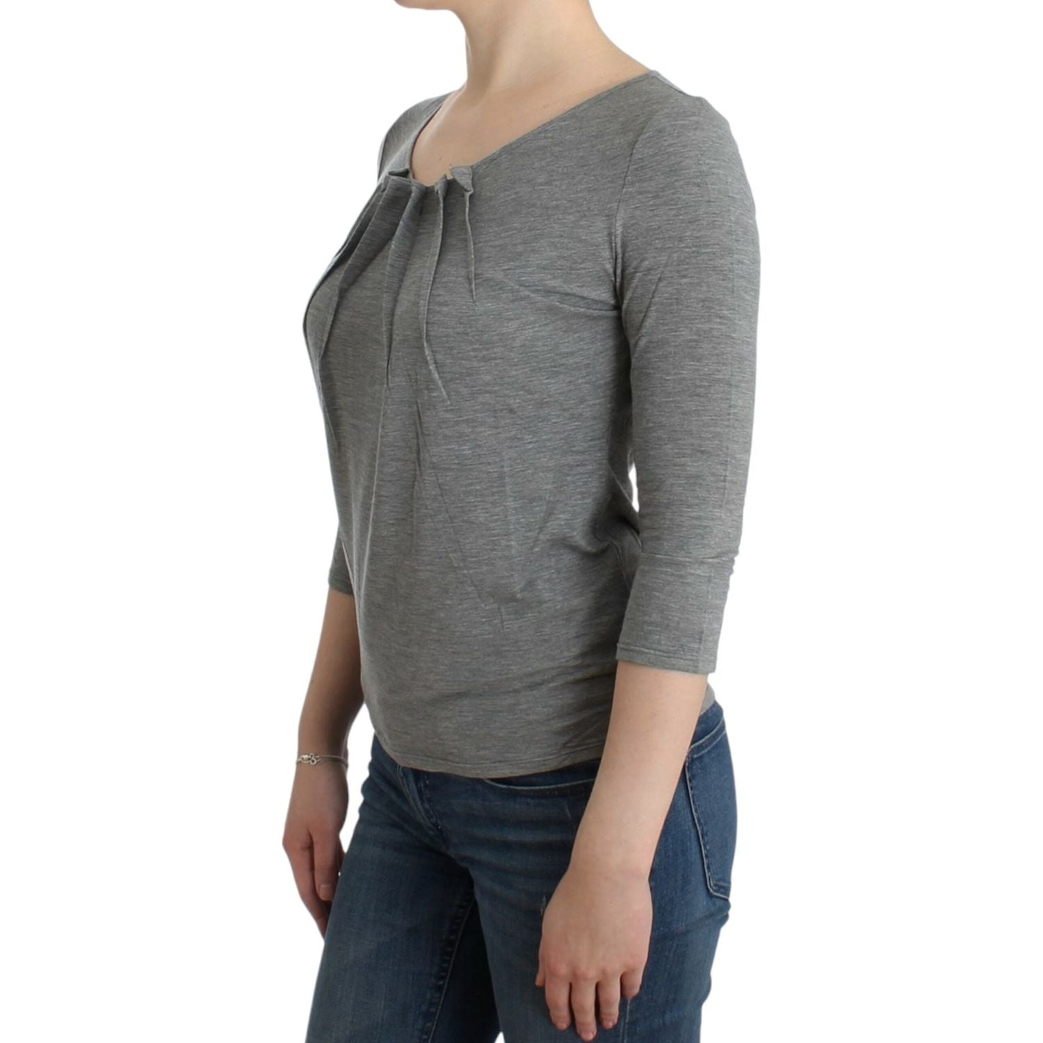 Cavalli Gray 3/4 sleeves jumper top