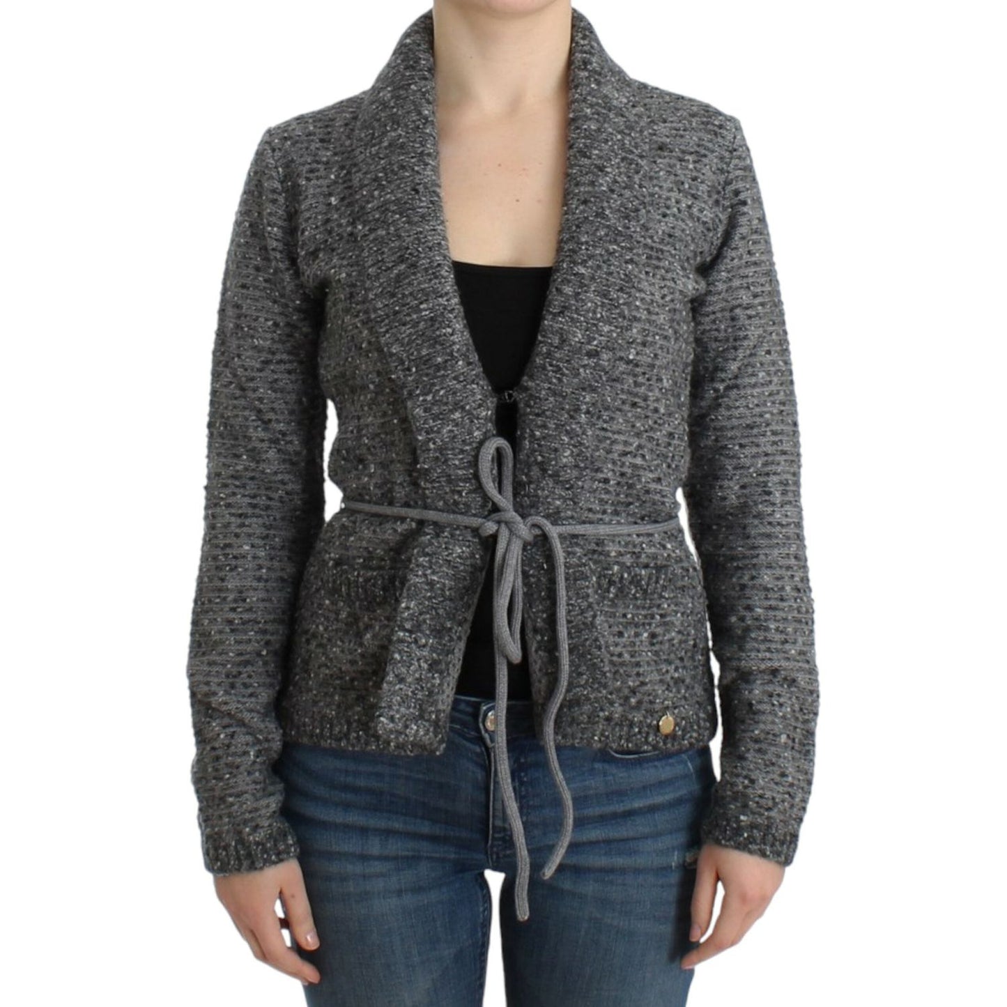 Cavalli Elegant Gray Wool Blend Cardigan Cavalli