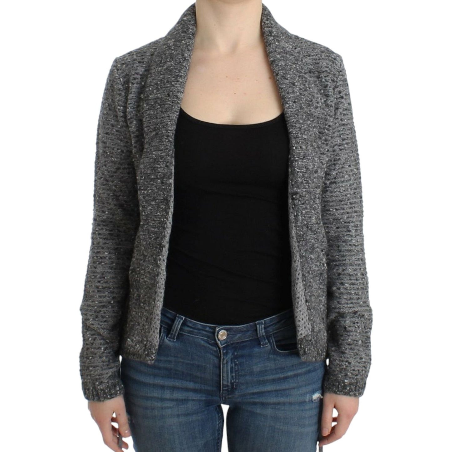 Cavalli Elegant Gray Wool Blend Cardigan Cavalli