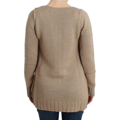 Cavalli Beige knitted wool sweater