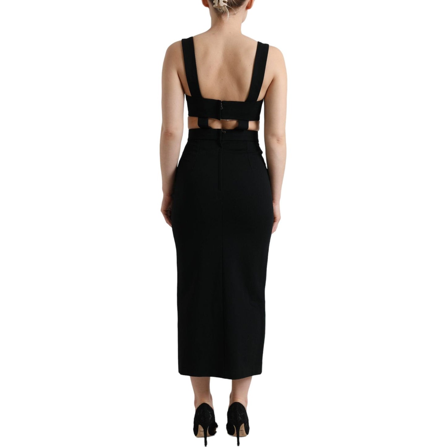 Dolce & Gabbana Glamorous Black Bodycon Midi Dress Dolce & Gabbana