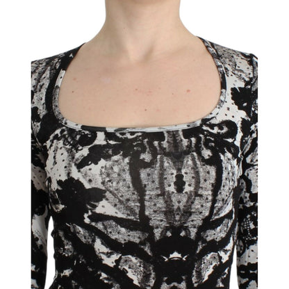 Cavalli Black Printed Sheath Dress