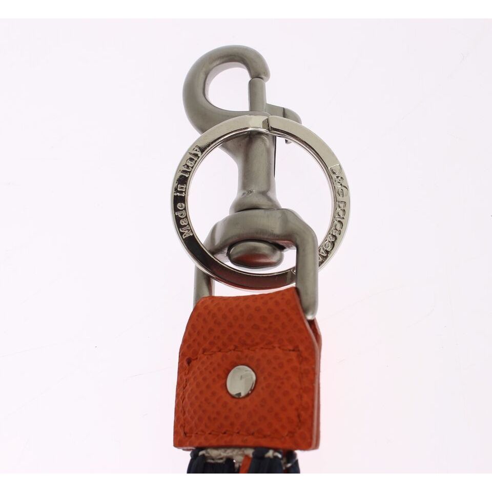 Dolce & Gabbana Red White Raffia Leather Clasp Finder Keyring Keychain