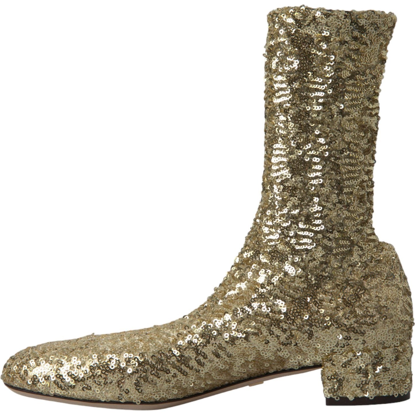 Dolce & Gabbana Elegant Mid Calf Gold Boots Exclusive Design Dolce & Gabbana