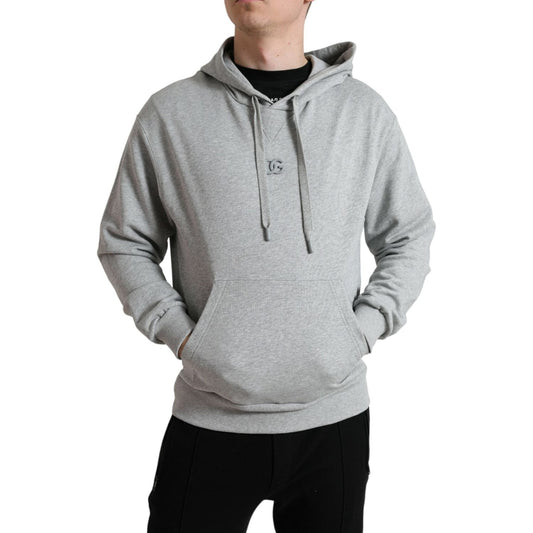 Dolce & Gabbana Chic Gray Logo Hooded Cotton Sweater Dolce & Gabbana