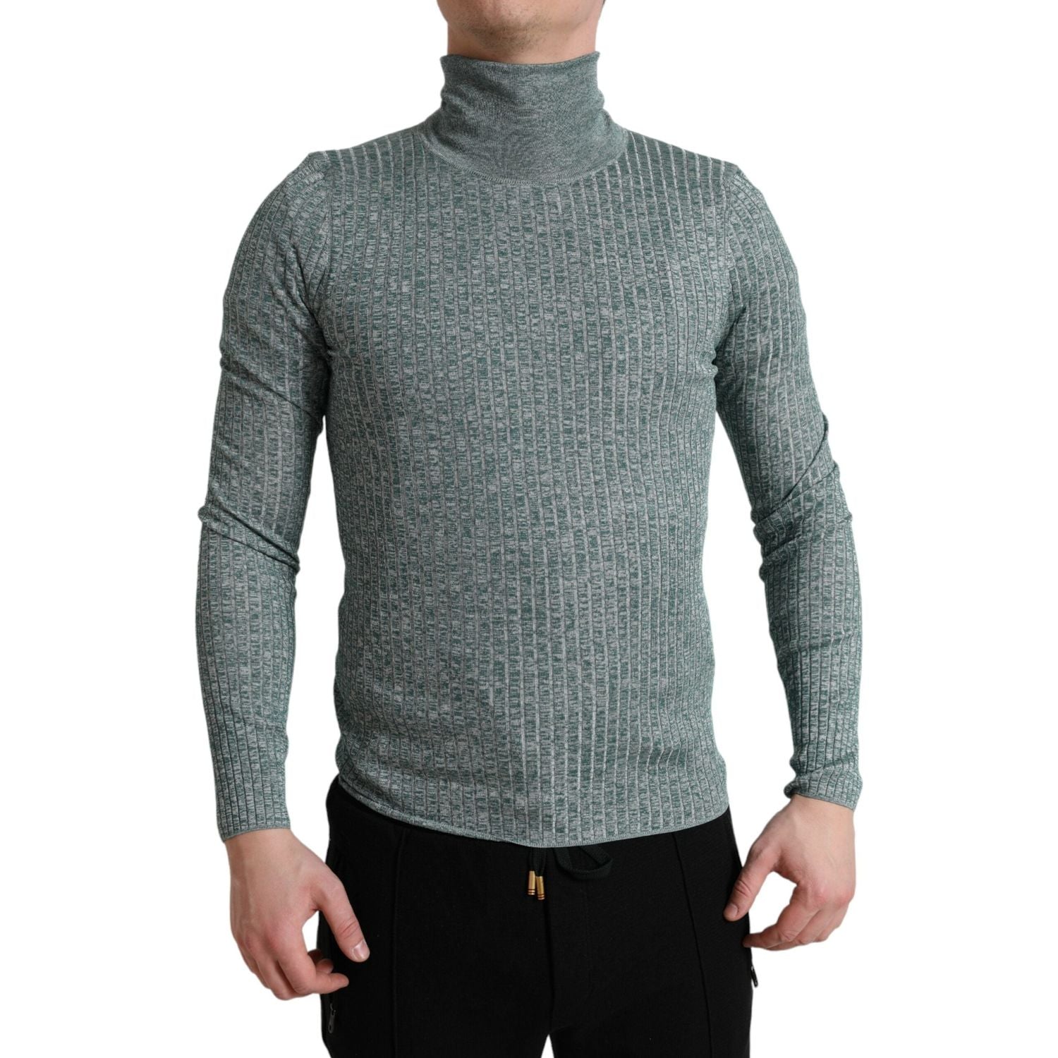Dolce & Gabbana Green Polyester Turtleneck Pullover Sweater