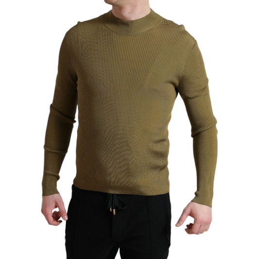 Dolce & Gabbana Army Green Viscose Crew Neck Sweater Dolce & Gabbana