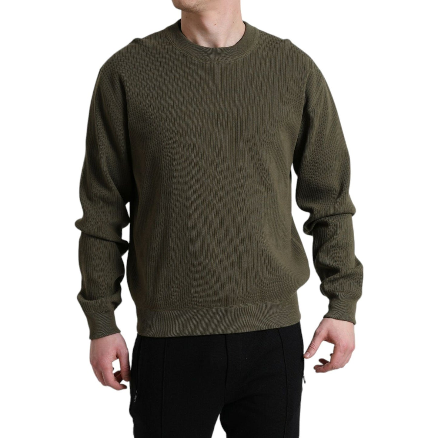 Dolce & Gabbana Elegant Green Crew Neck Cotton Sweater Dolce & Gabbana