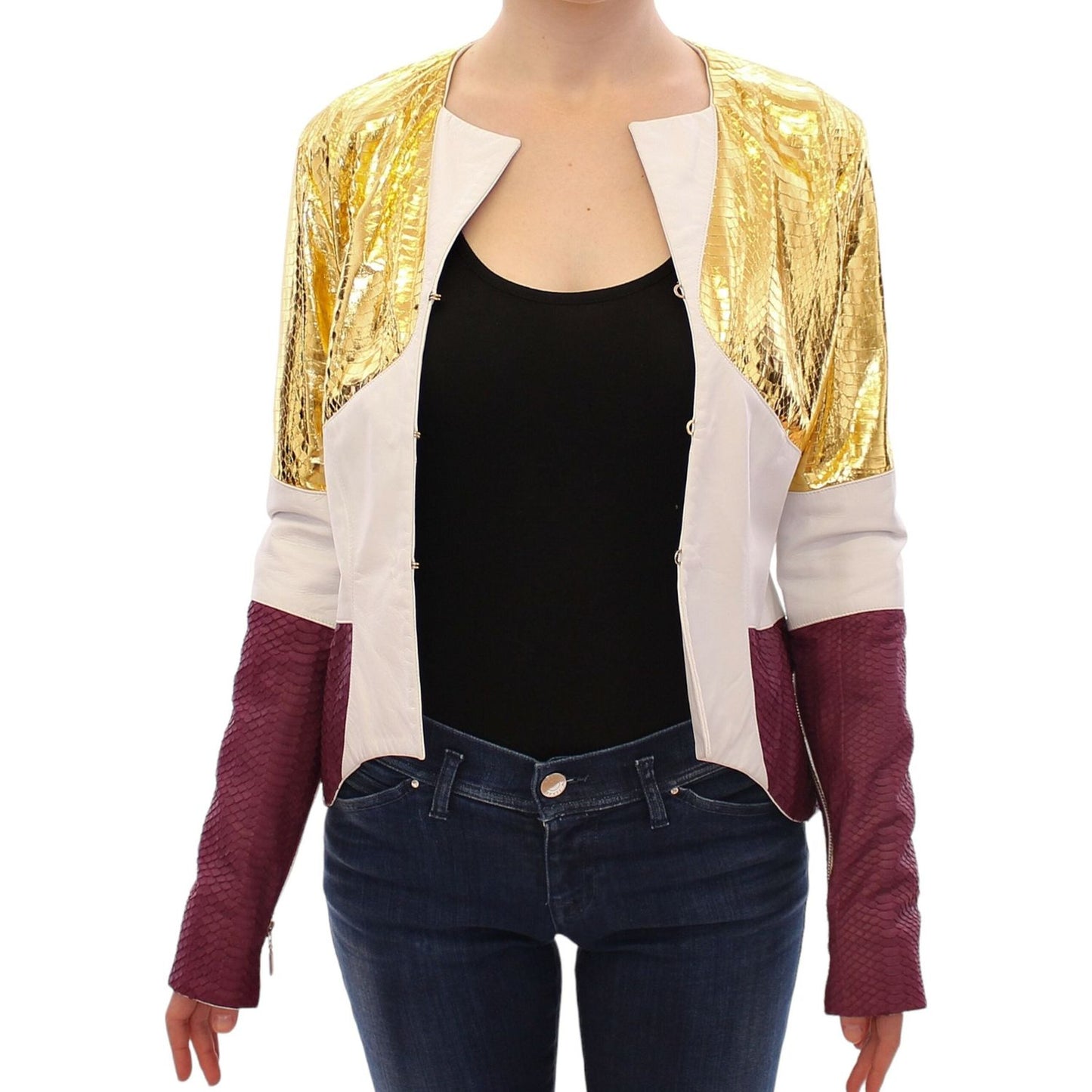 Vladimiro Gioia White Gold Purple Leather Jacket
