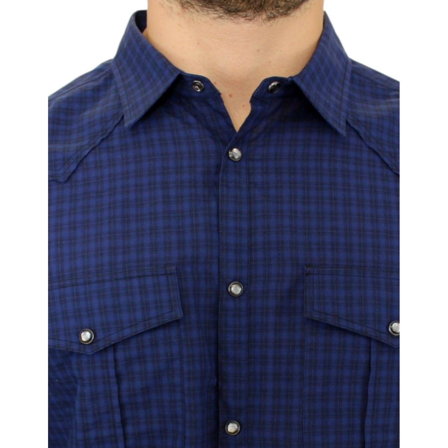 Costume National Chic Blue Checkered Casual Cotton Shirt Costume National