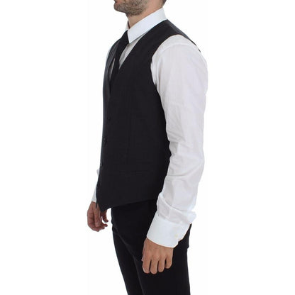 Dolce & Gabbana Gray Slim Fit Button Front Dress Formal Vest